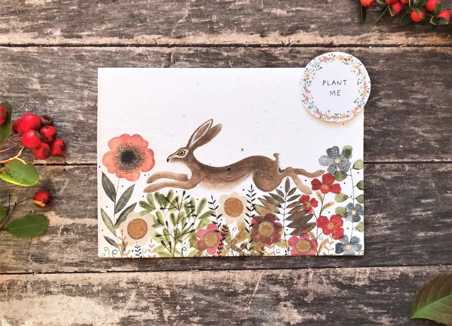 Plantable Seed Paper Birthday Card - Rabbit, Blank Inside