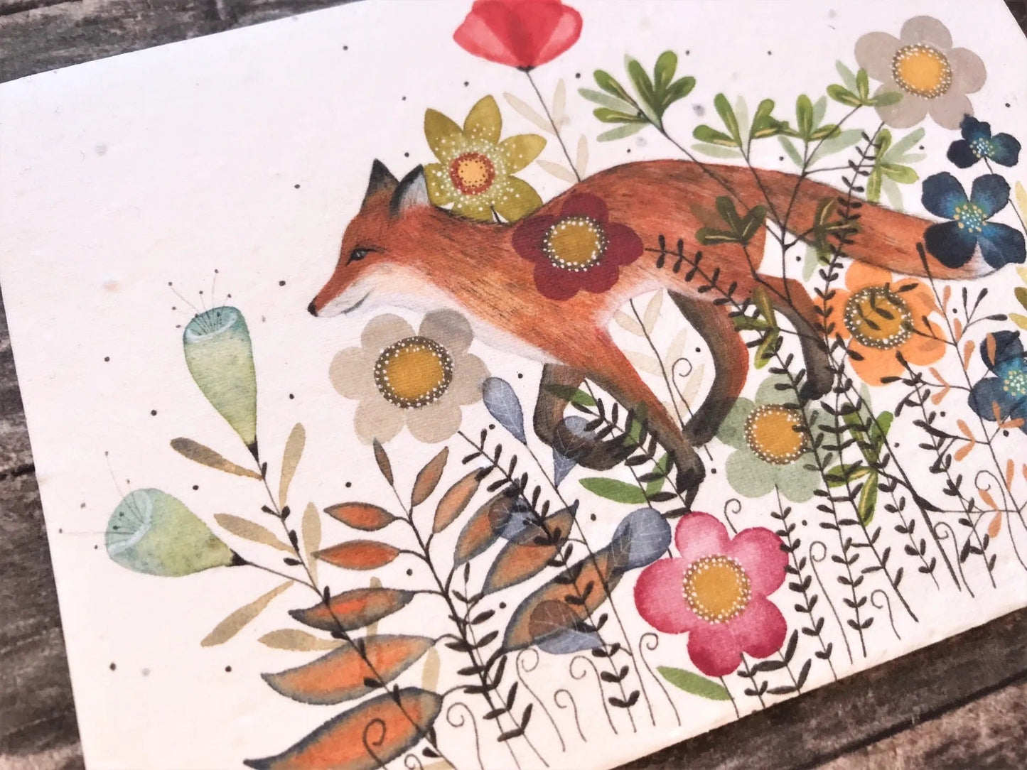 Plantable Seed Paper Birthday Card - Fox, Blank Inside