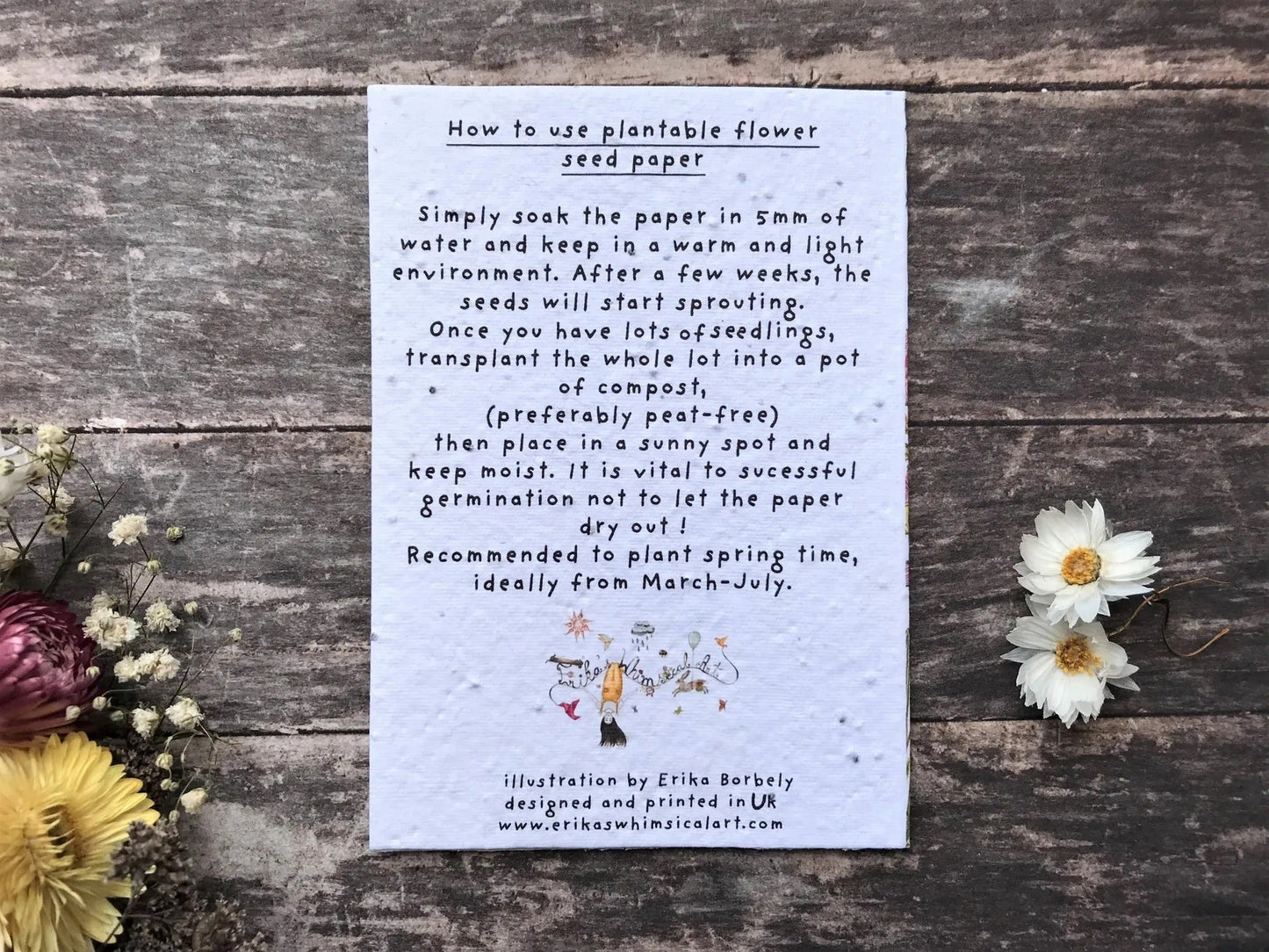 Plantable Seed Paper Birthday Card - Bumble Bee, Blank Inside