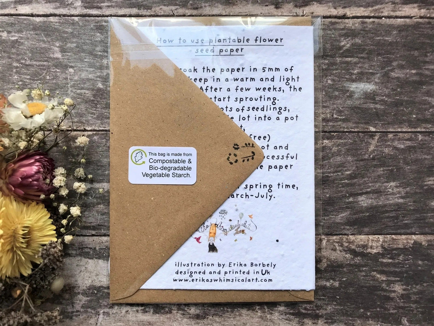 Plantable Seed Paper Birthday Card - Rabbit, Blank Inside