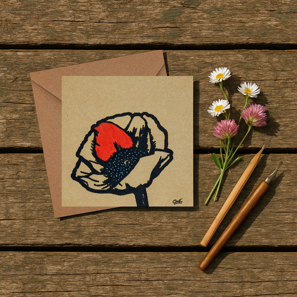 Fine liner Drawn Flower Greeting Card