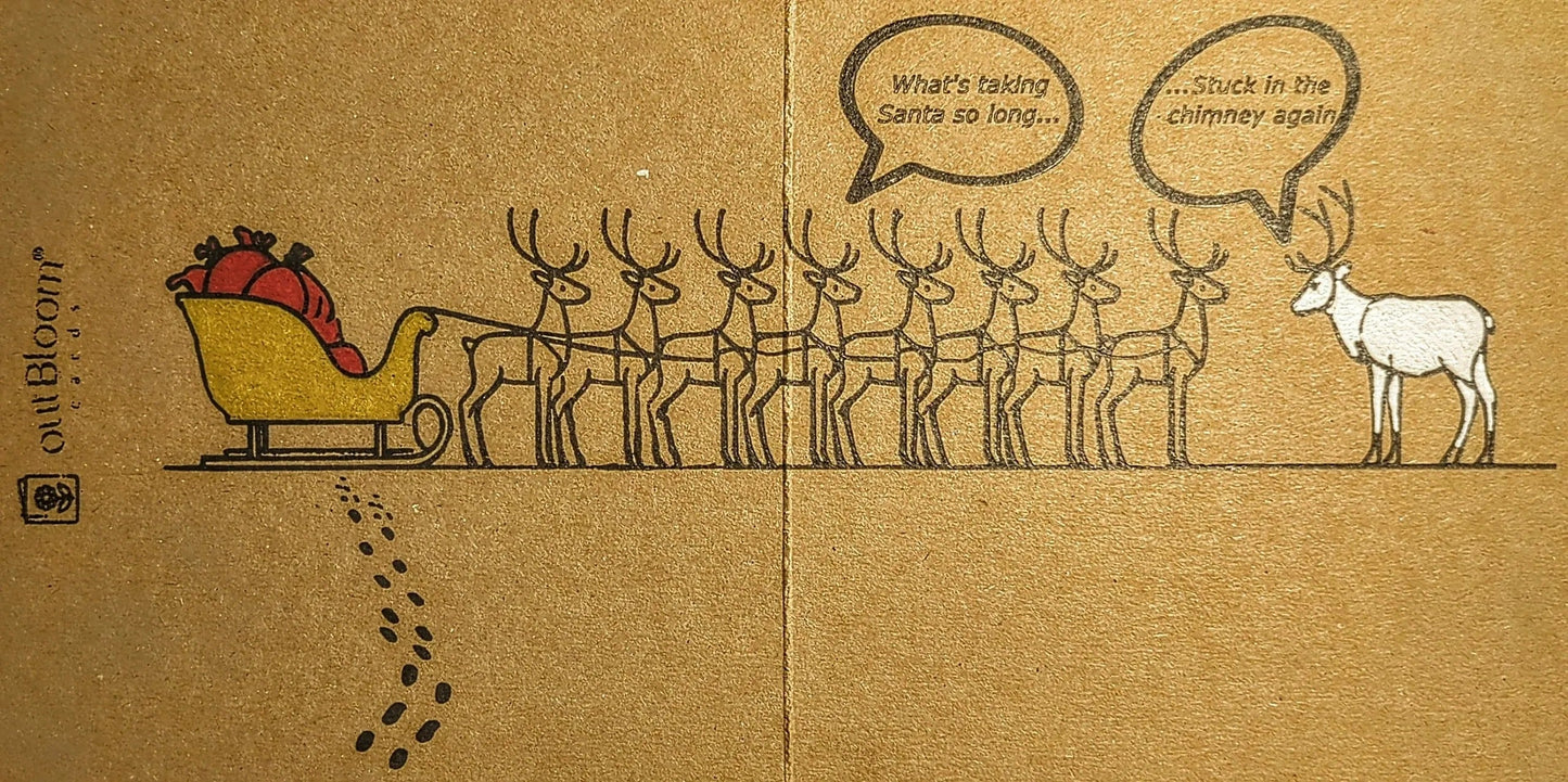 Fineliner Drawn - Santa's Sleigh Greeting Card