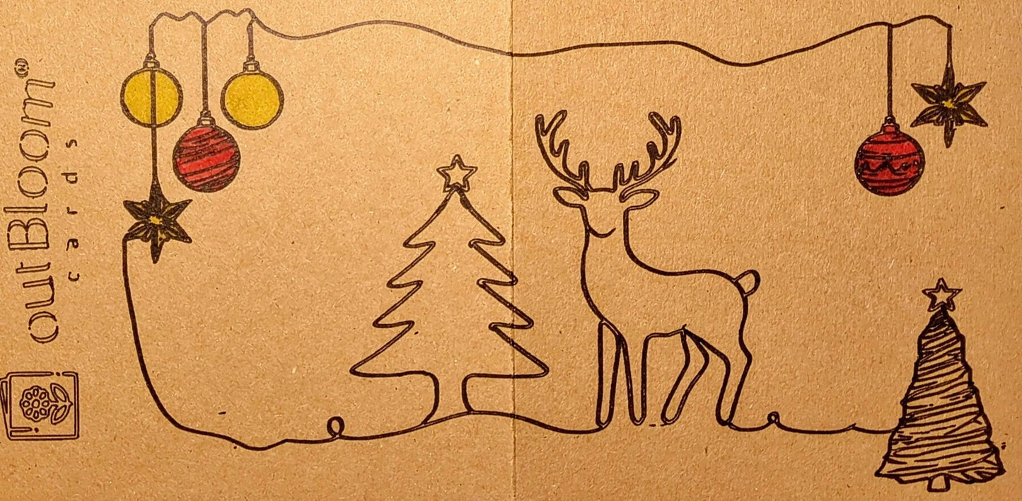 Felt Tip Drawn Continuous Line Christmas Card