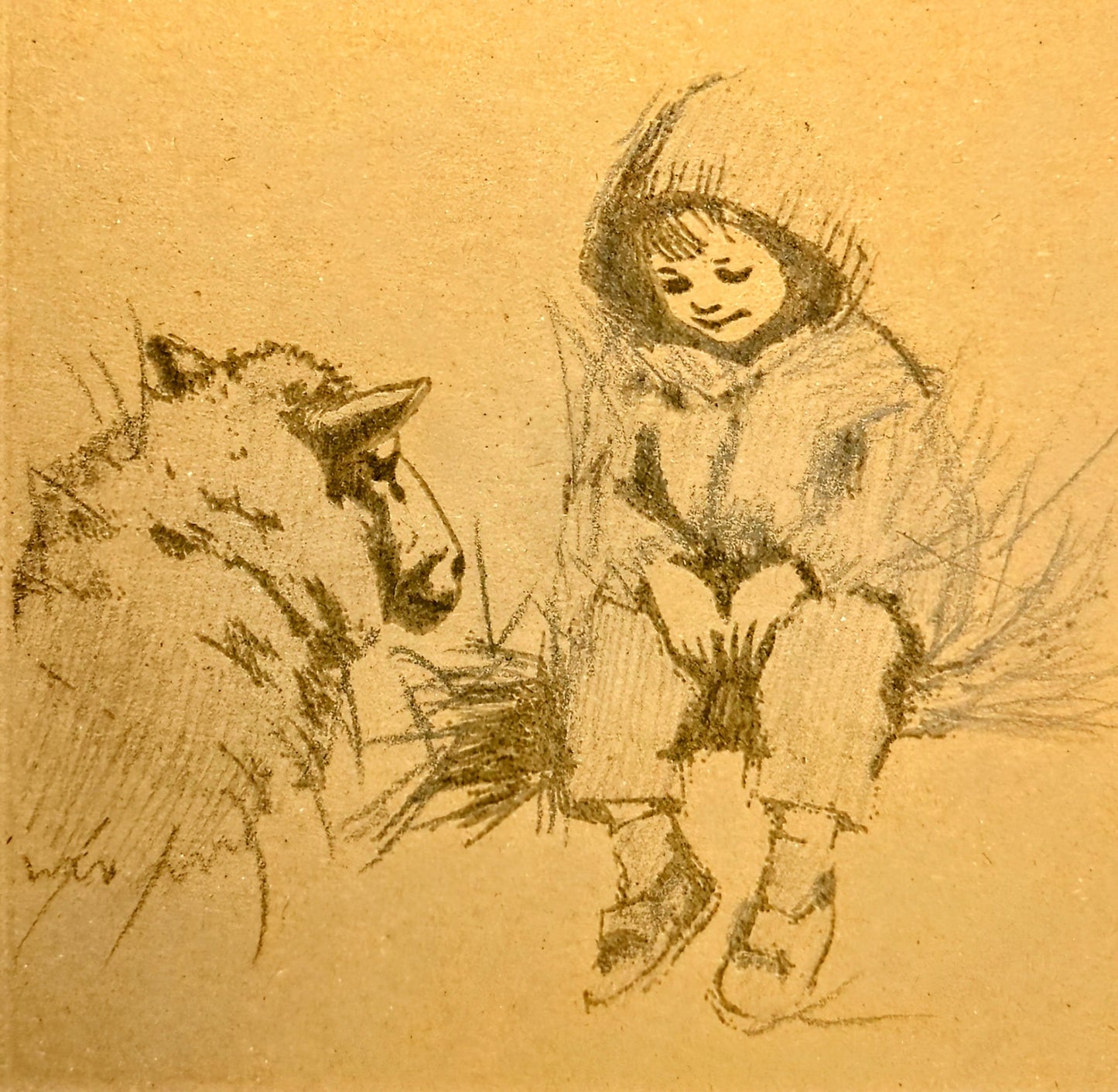 Pencil Drawn - The Boy and the Sheep Card