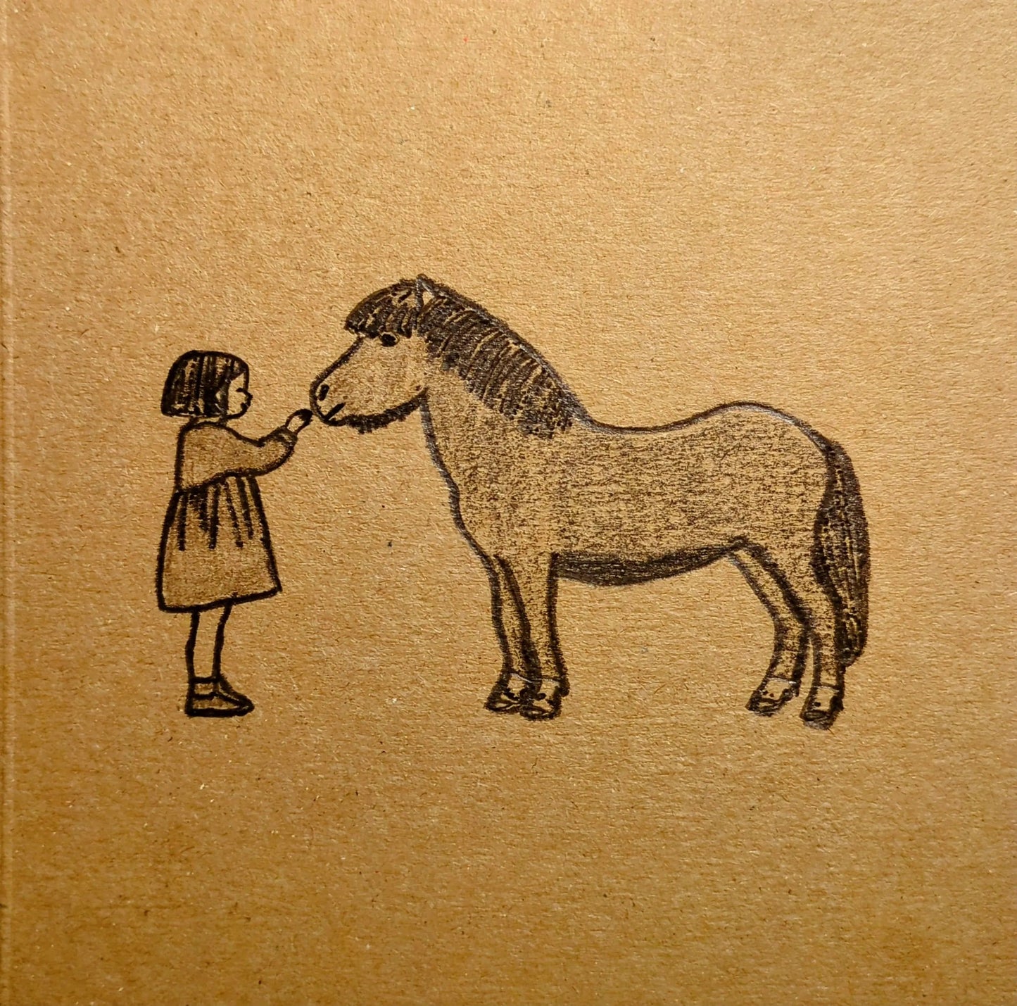 Pencil Drawn - The Girl and The Pony Greeting Card
