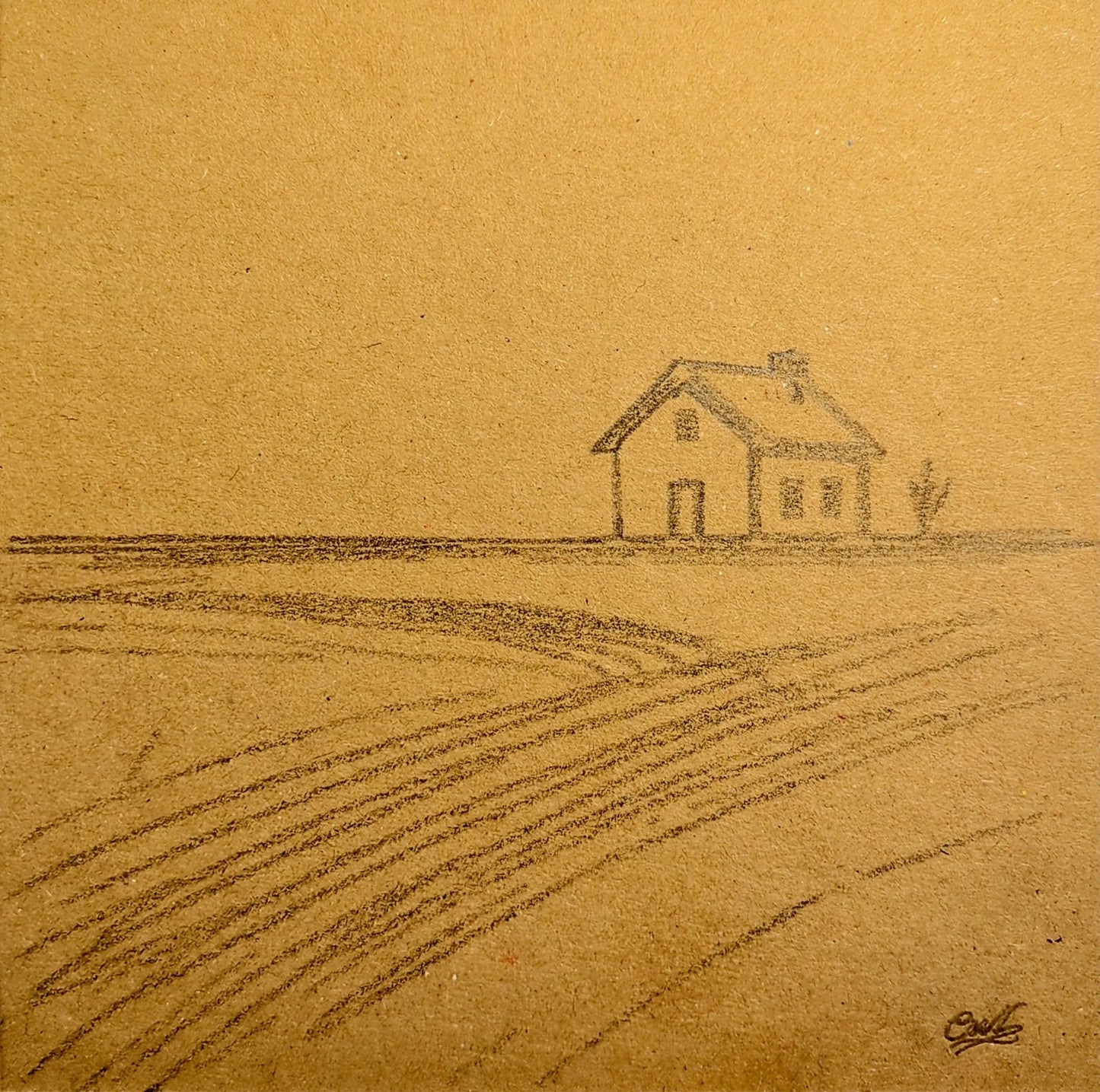 Pencil Illustrated Country House Card