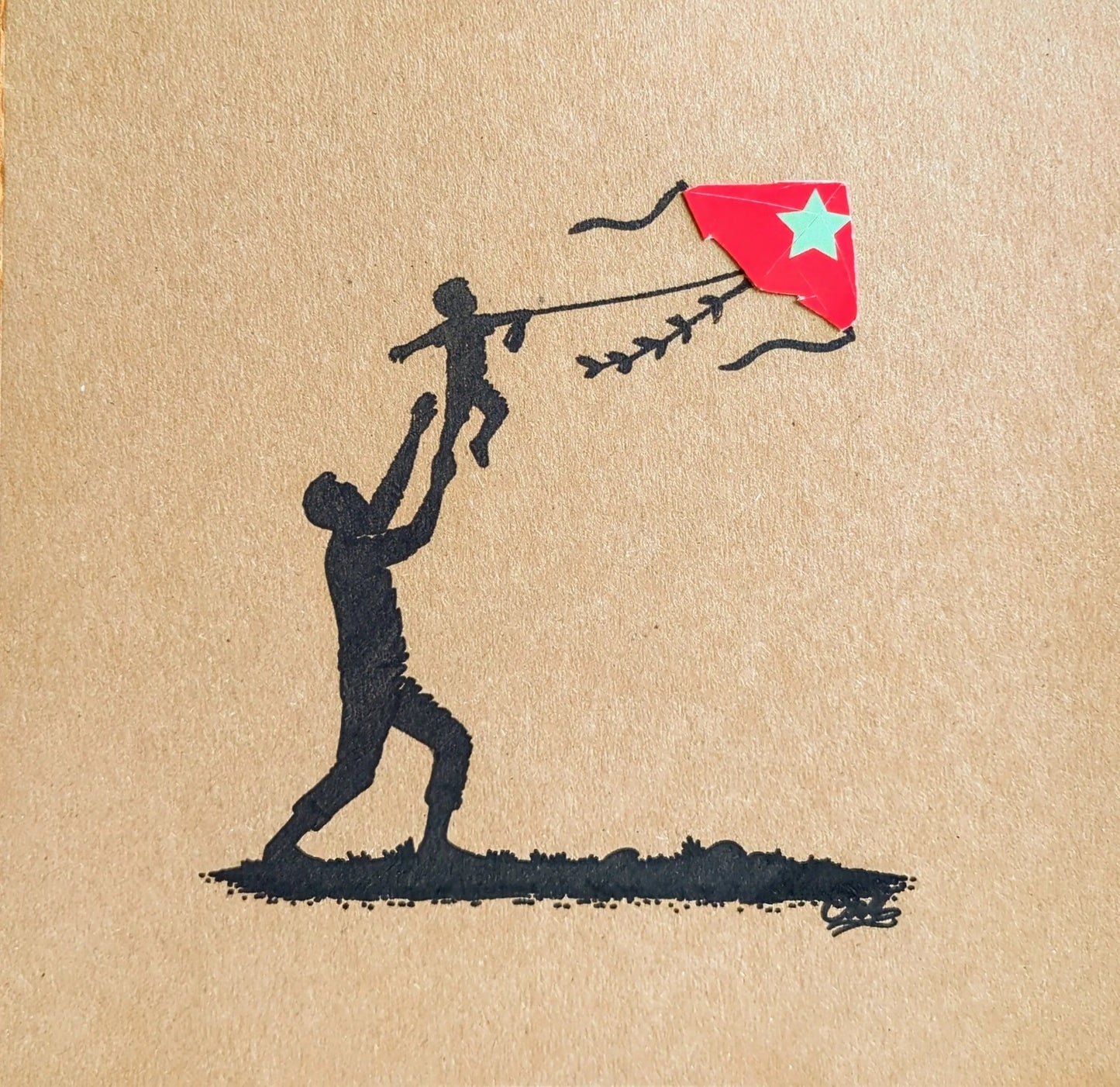 Fineliner Illustrated - Who's Flying Whom Kite Card