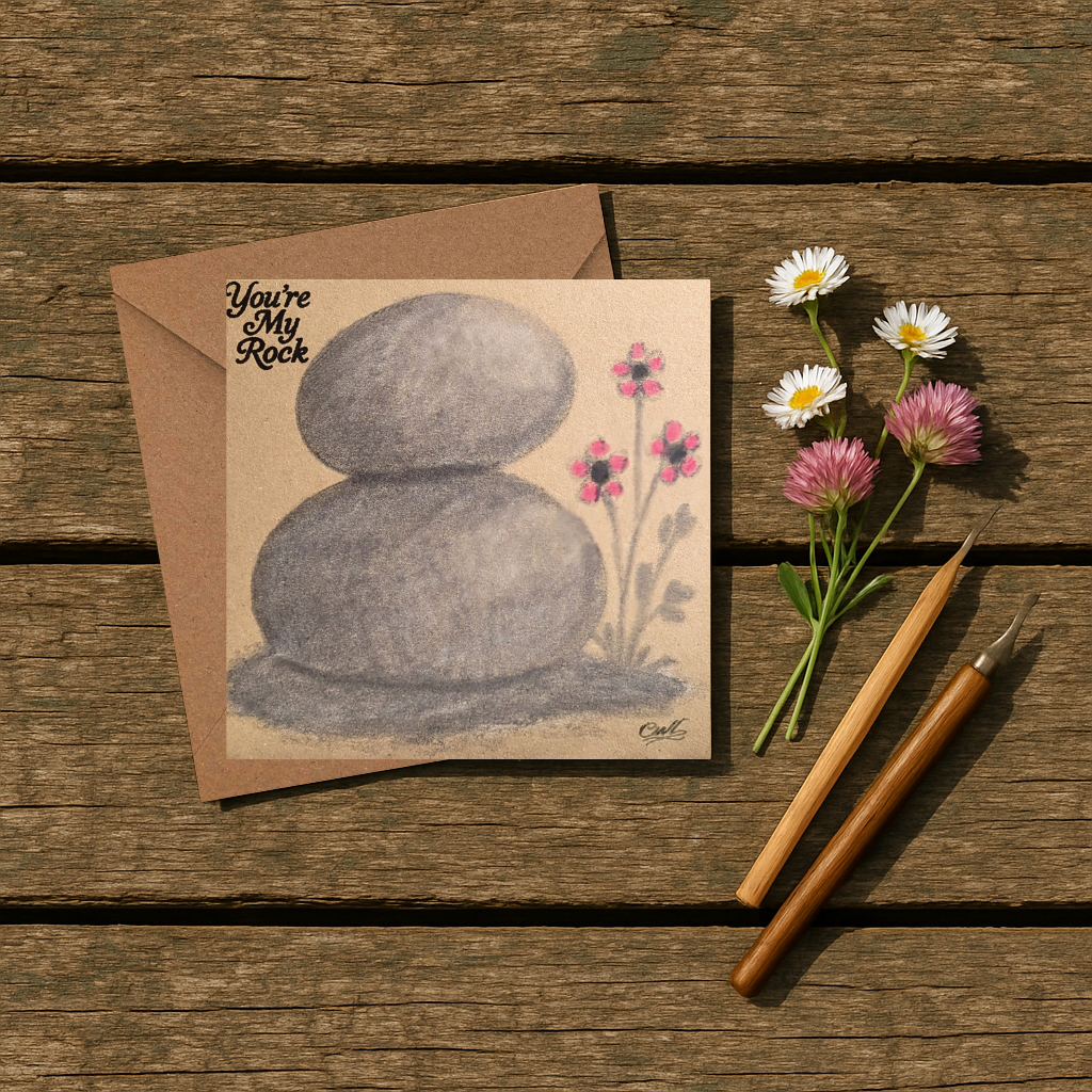 Pencil Drawn - You're My Rock Card