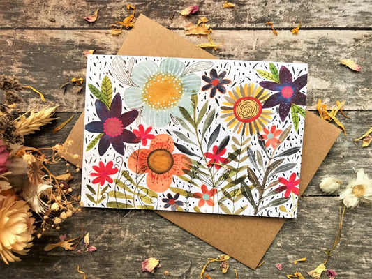 Plantable Seed Paper Card, Flower Illustration