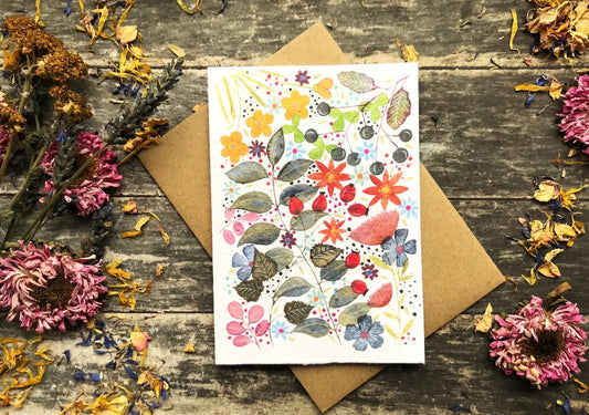 Plantable Seed Paper Birthday Card, Floral Greeting Cards - Design 2