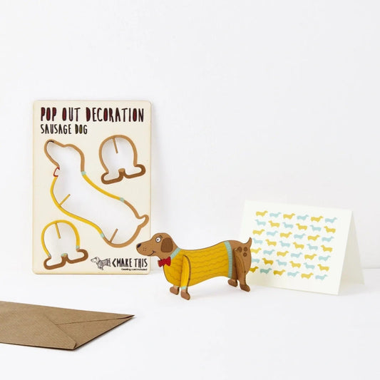 Pop Out Sausage Dog Greeting Card