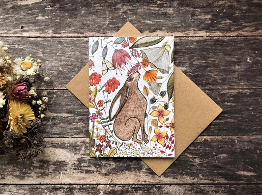 Plantable Seed Paper Birthday Card - Hare, Blank Inside