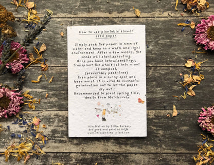 Plantable Seed Paper Birthday Card, Floral Note Cards