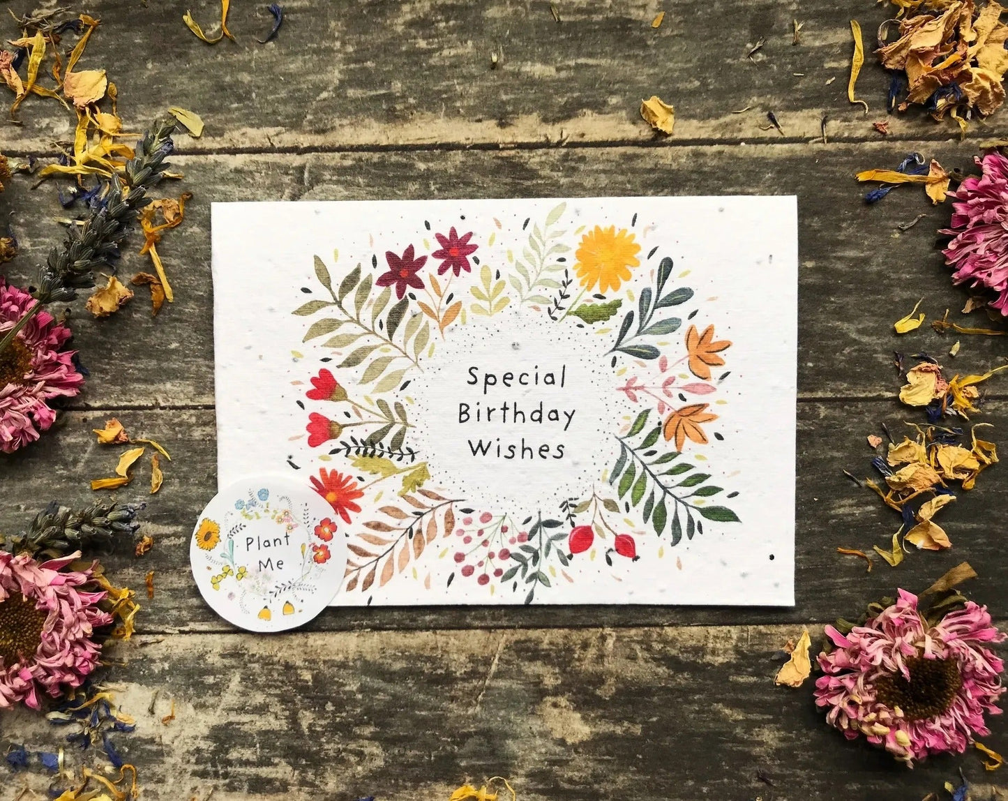 Plantable Seed Paper Birthday Card, Floral Greeting Cards - Special Birthday Wishes