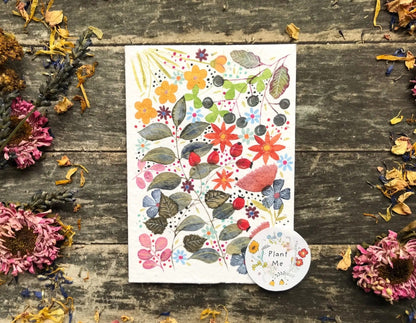 Plantable Seed Paper Birthday Card, Floral Greeting Cards - Design 2
