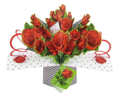 Red Roses Flowers - Pop-Up Greeting Card