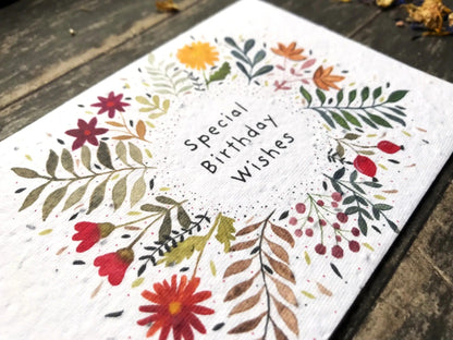 Plantable Seed Paper Birthday Card, Floral Greeting Cards - Special Birthday Wishes