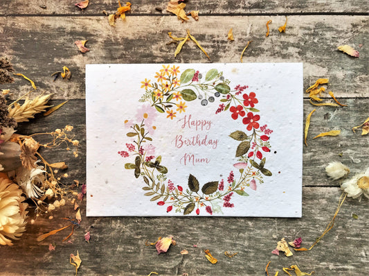 Plantable  Seed Paper Happy Birthday Mum Card