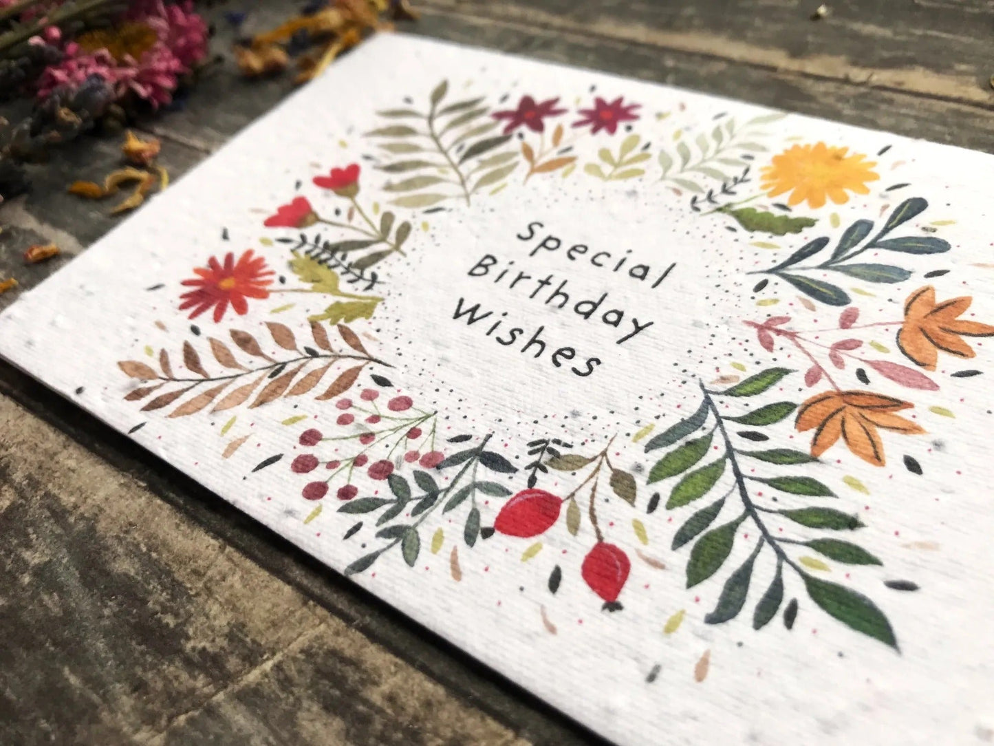 Plantable Seed Paper Birthday Card, Floral Greeting Cards - Special Birthday Wishes