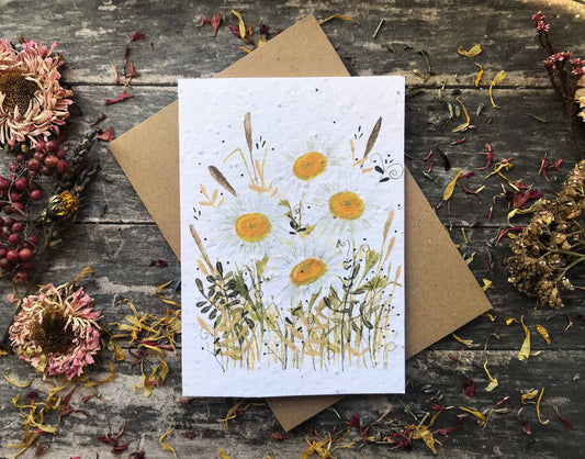 Plantable Seed Paper Birthday Card, Floral Note Cards