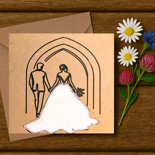 Fineliner Drawn - Bride and Groom Greeting Card