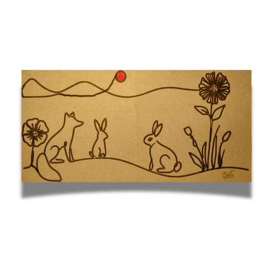 Felt Tip Drawn Connected Line Countryside Landscape Card