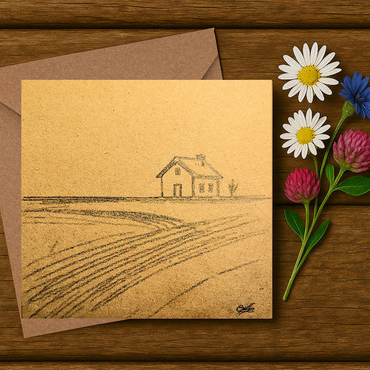 Pencil Illustrated Country House Card