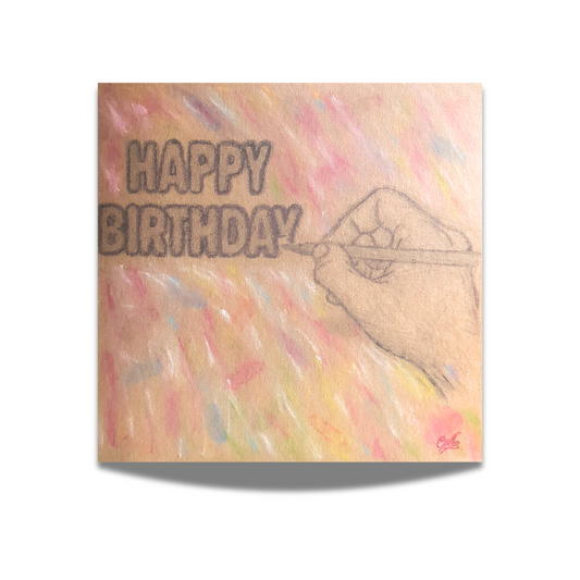 Drawing Happy Birthday in Pencil Card
