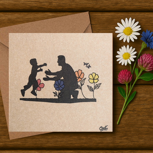 Fineliner Drawn Father Son Embrace Card