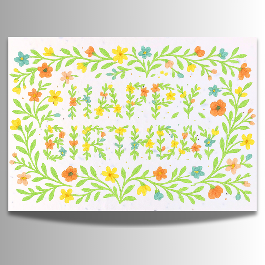 Large Plantable Birthday Seed Card – Floral Happy Birthday [Blank inside]