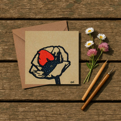 Fine liner Drawn Flower Greeting Card