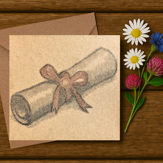 Pencil Drawn Graduation Scroll Card
