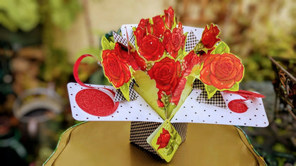 Red Roses Flowers - Pop-Up Greeting Card
