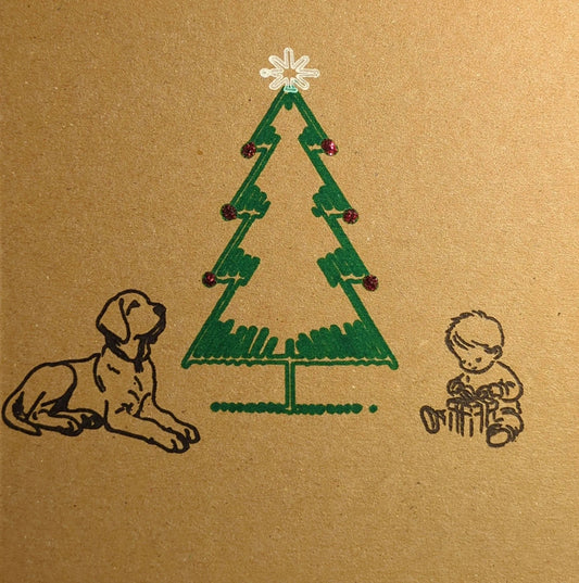 Fineliner Drawn Christmas Tree Greeting Card