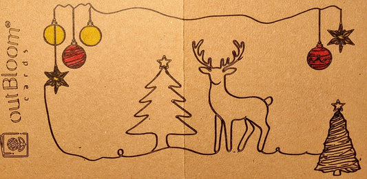 Felt Tip Drawn Continuous Line Christmas Card