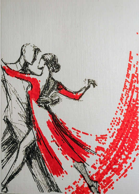 Fineliner Drawn Lady in Red Greeting Card