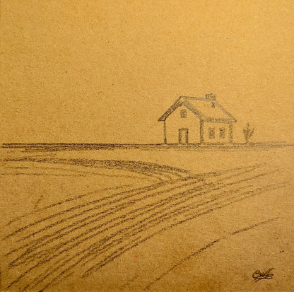 Pencil Illustrated Country House Card