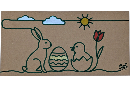 Felt Tip Drawn Continuous Line Easter Card
