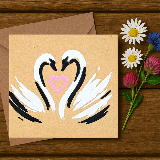 Painted Swan Song of Love Card