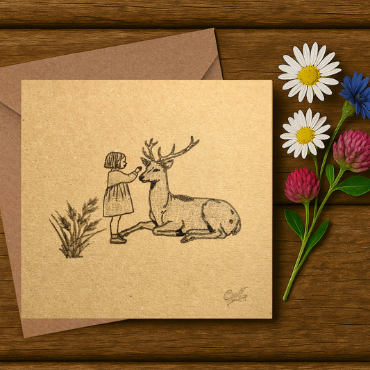 Pencil Drawn The Girl and The Deer