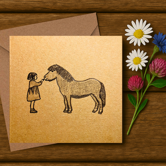 Pencil Drawn - The Girl and The Pony Greeting Card