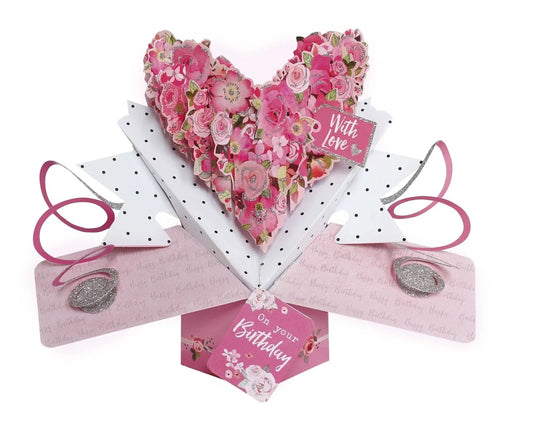 Birthday Floral Heart - Pop-Up Greeting Card