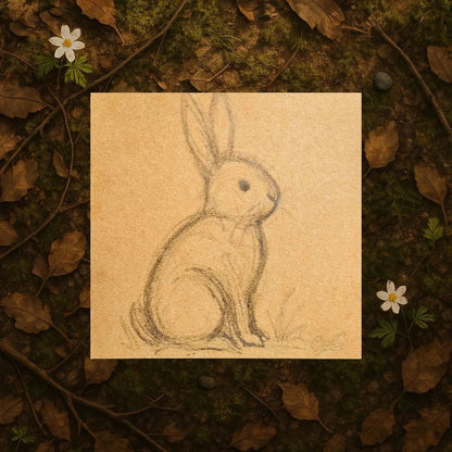 Pencil Drawn Easter Bunny Card